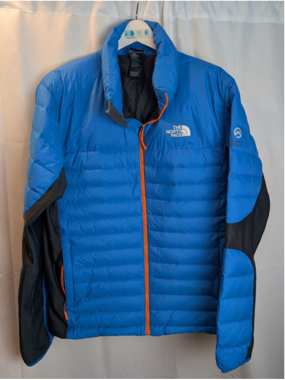 The North Face Summit Series Men's Puffer Jacket Blue Orange Zip Size L in EUC I